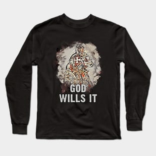 God Wills It Knights Templar Crusader Warrior Fearless Staggering Honor Abstract Art Long Sleeve T-Shirt